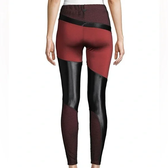 Koral Red and Black Mesh Leggings Small - Picture 2 of 4